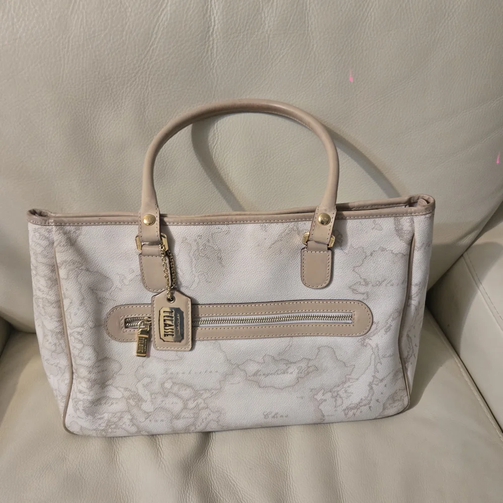Bag Italy Alviero Martini Elegant Beige Map Print Handbag